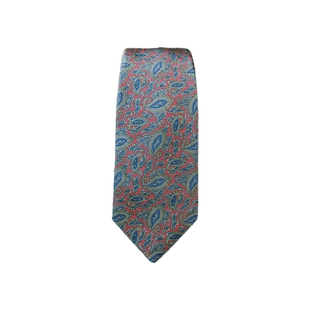 Vintage Bert Pulitzer Tie Wool Silk Blend Red Blue Paisley Made In USA Necktie
